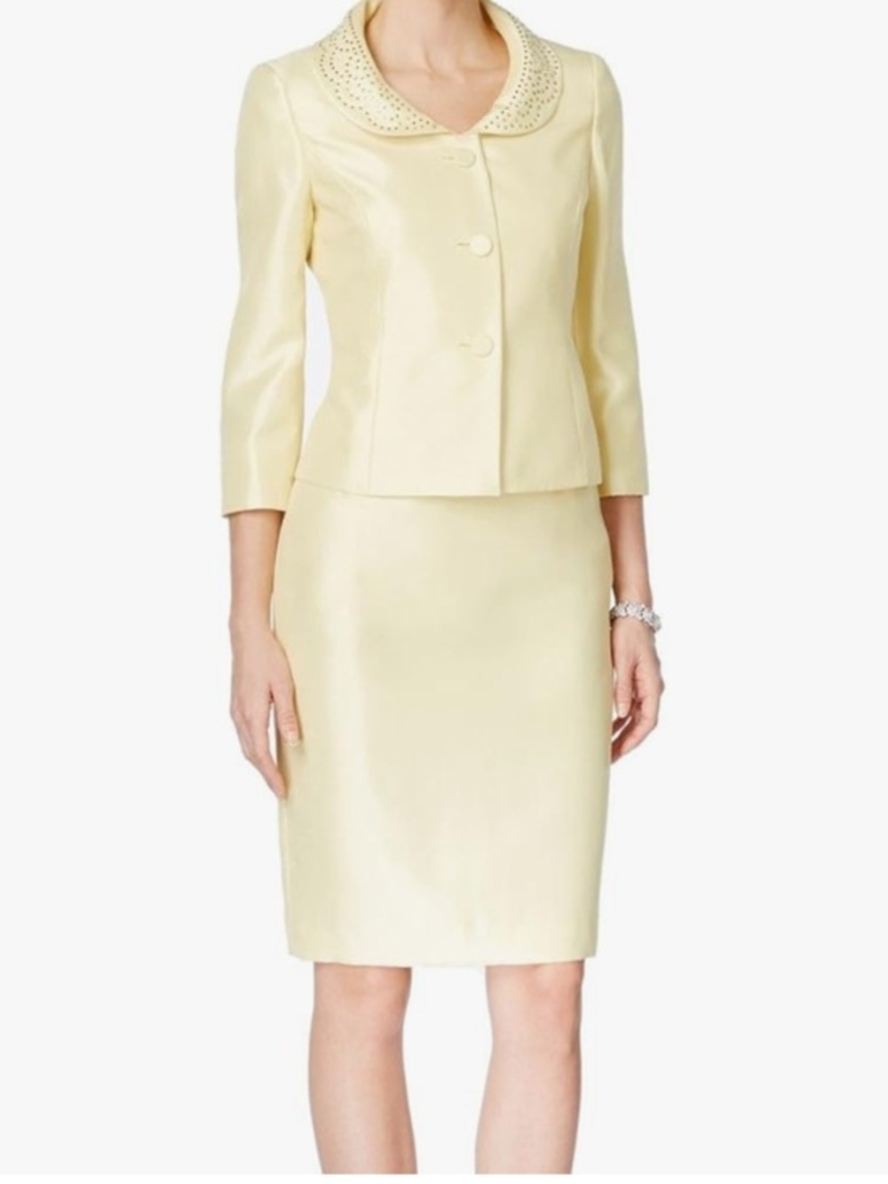 NWT Kasper embellished lemon ice skirt suit. 18W.